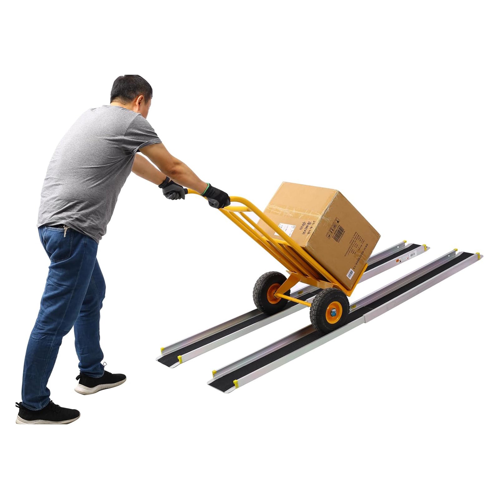 Garvee Telescoping Wheelchair Ramp 7FT Aluminum - Adjustable Track ADA Folding for Home/Car/Doorway/Curbs (Scooter Access)