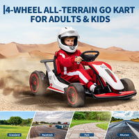 Garvee Ride - G Series: 6+,24V Drift Kart with 2X150W Strong Motor, 7AH Big Battery, Electric Pedals, Electric Go Kart Outdoor Race Toy - Red