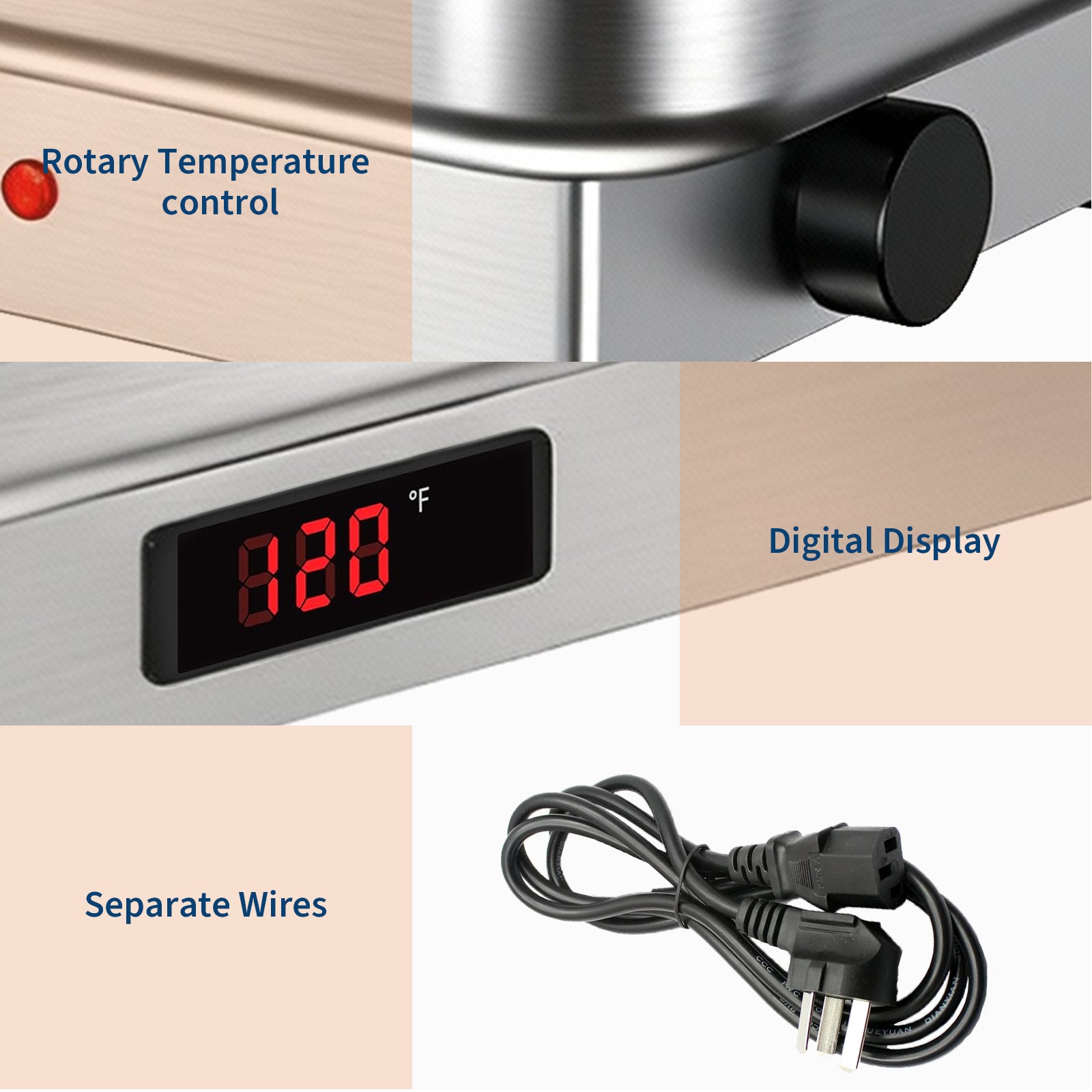 Garvee 9QT(3×1/3Pan)Electric Chafing Dish Set with Temperature Control , Stainless Steel Buffet Servers and Warmers, for Catering