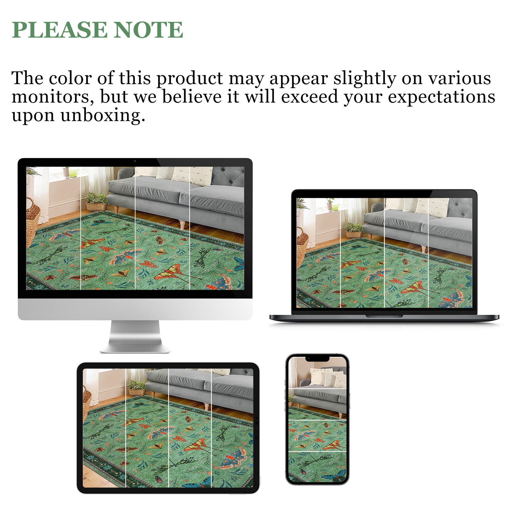 Garvee Insect Washable Soft Area Rugs for Living Room Bedroom Ultra-Thin Non Slip Dining Room Stain Resistant Rug Large Carpet for Office Nursery Bedroom