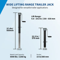 Garvee A-Frame Trailer Jack 5000 Lbs, Heavy Duty Tongue Jack with Handle & Footplate, 15" Travel, Bolt-on Trailer Jack Stand for RV, Boat, Utility Trailers & Horse
