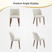 Garvee Set of 2 Mid Century Modern Linen Dining Chairs with Wood Legs for Dining Room, White