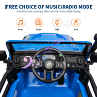 Garvee Ride - P Series: 24V 2 Seater Ride On Truck Car For Kid age 3 - 8 years, w/Remote Control, 4-Wheeler Suspension, 4x55W Powerful Engine, 4WD Battery Powered, LED Lights, Soft Braking - Blue