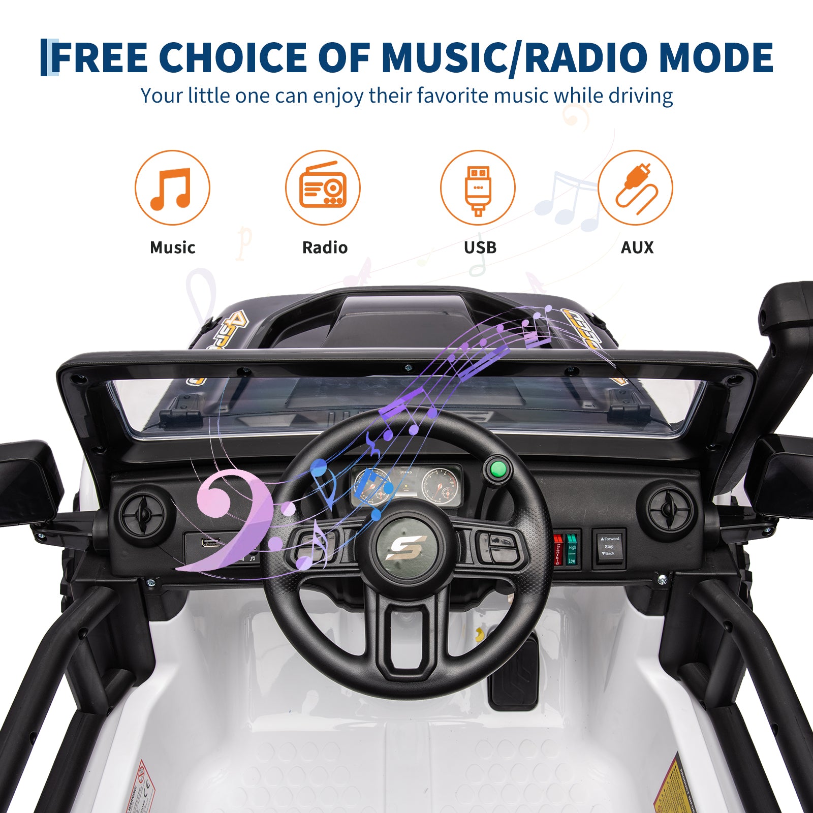 Garvee Ride - P Series: 24V 2 Seater Ride On Truck Car For Kid age 3 - 8 years, w/Remote Control, 4-Wheeler Suspension, 4x55W Powerful Engine, 4WD Battery Powered, LED Lights, Soft Braking - Black and White Mix