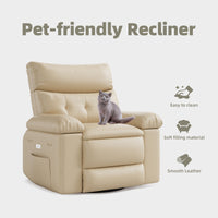 Garvee 360 Degree Swivel Recliner Chair for Adults, Oversized Electric Rocker Recliner with Massage and Heating, Faux Leather Single Sofa Chair  for Living Room Bedroom, Beige