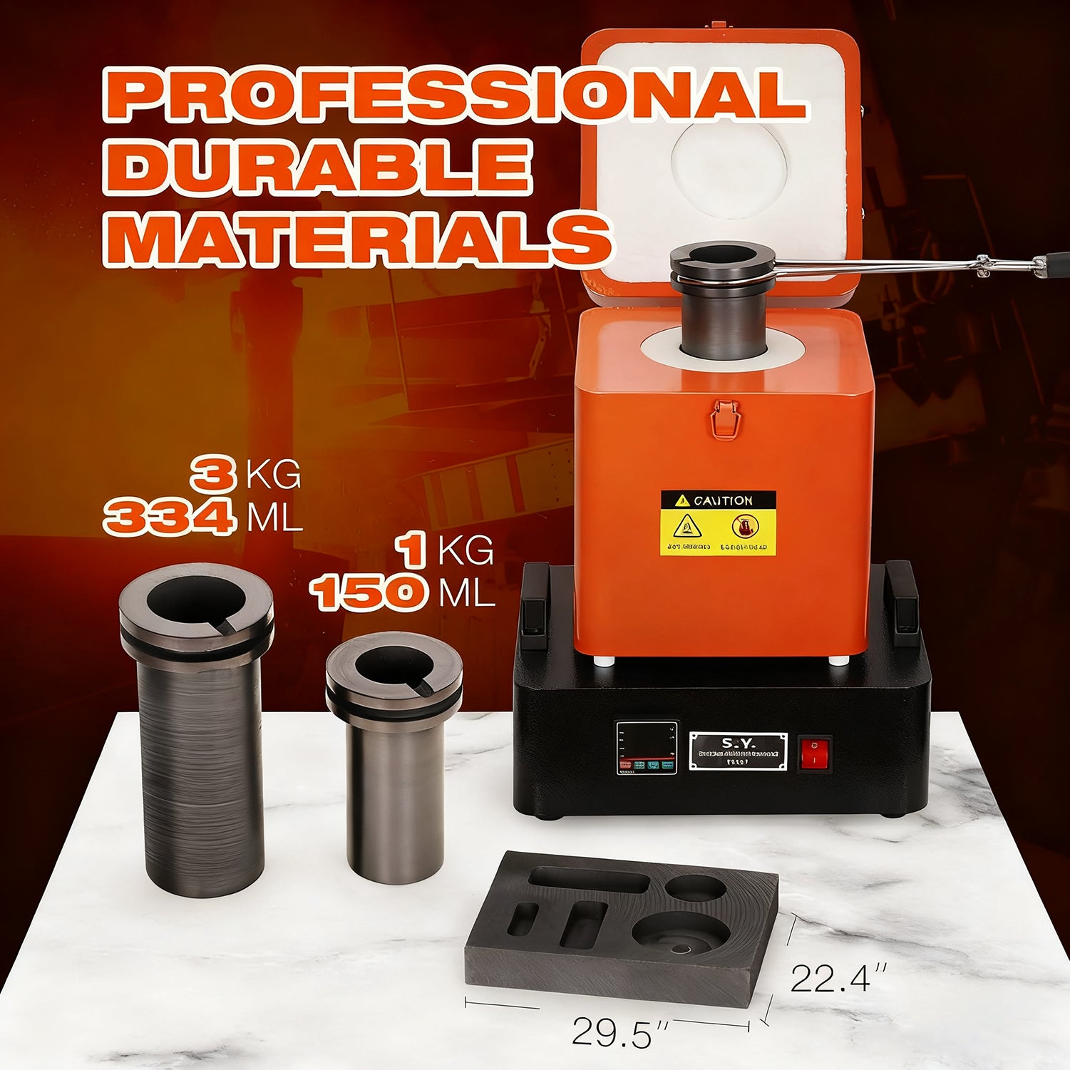 Garvee 1+3 KG Gold Melting Furnace Set,2100 °F Digital Electric Melting Furnace with 2 Crucibles,Temperature Control for Melt Scrap, Silver, Gold, Copper, Aluminum 110V