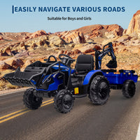 Garvee Ride P Series 3-in-1 Ride-On Tractor, 24V Electric, Excavator & Bulldozer, Remote Control, LED, Music, USB/Bluetooth max 66 lbs - Bright-blue