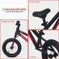 Garvee Balance Bike Lightweight Toddler Bike for 2-6 Year Old Boys and Girls - No Pedal, Adjustable Handlebar and Seat, Aluminium, EVA Tires - Black
