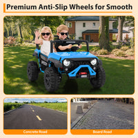 Garvee Ride P Series 24V Kids Toddler Ride On Truck 4WD 3 Speeds Large 7AH Battery EVA Tires Bluetooth MP3 Parent Safety Brake Red Outdoor Play - Blue