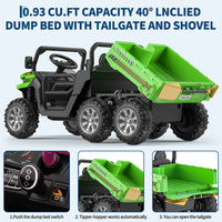 Garvee Ride - P Series: 2-Seater Ride on Car,6X6 24V Kids Ride On Dump Truck with Remote Control Electric Utility Vehicles UTV Battery Powered 6 Wheeler, for 3 years and up - Green