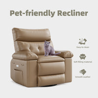 Garvee 27" Oversized Rocker Swivel Recliner Chair, Lazy Boy for Adults, with Vibrating Massage and Heating, 1.5x Sponge Filling, Side Pocket, and Cup Holder, for Living Room, Bedroom, and Nursery