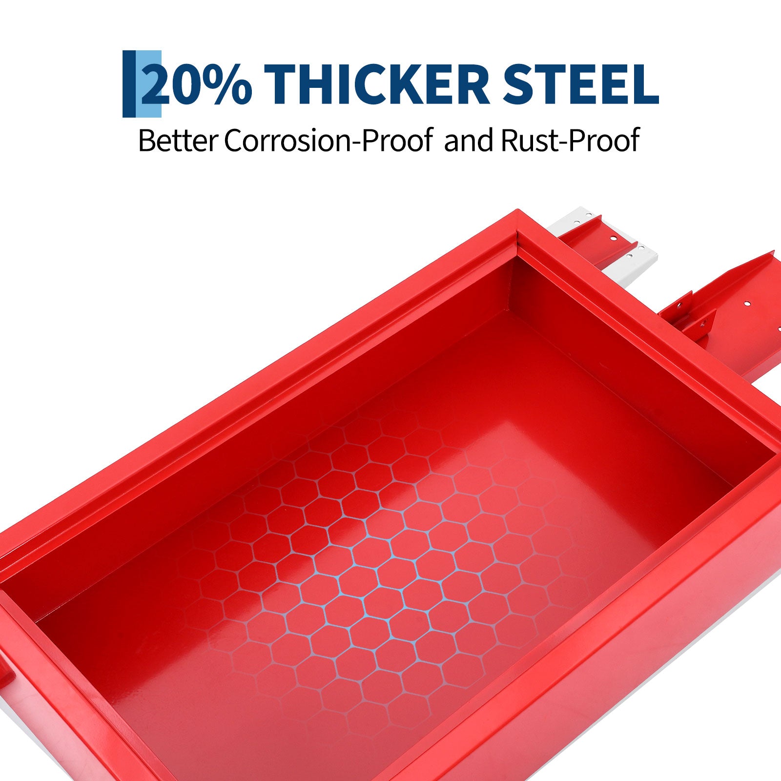 red thickened steel oil drain pan interior
