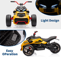 Garvee 12V Kids Ride on Toy for Kids, 2x55W Powerful Engine 7AH Battery, 3 - 7 km/H, 3 Wheelers Electric Vehicle, LED Lights, 2 Speeds, EVA Tire, Music, USB - Yellow
