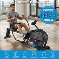 Garvee Rowing Machine, Magnetic Rower Machine for Home, 16 Levels of Quiet Dual Slide with Max 350lb Weight Capacity, App Compatible
