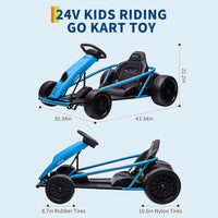 Garvee Ride G Series 24V Go Kart for Kids 8-12, 300W*2 Motors, 9Ah Battery, 8MPH Speed, Music, Horn, 175lbs Max Load - Blue