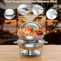 Garvee 5QT Chafing Dish Buffet Set of 2 Pack, Round Stainless Steel Food Warmers Buffet Servers Sets, Chafer with Food & Water Pan, Lid, Frame, Fuel Holder for Catering and Parties