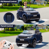 Garvee Ride P Series 12V Kids Ride On Car Land Rover Style Dual Motors 3 Speed Modes 4.5Ah Battery Safety Seatbelt Remote Control Black Outdoor Play - Dark Blue