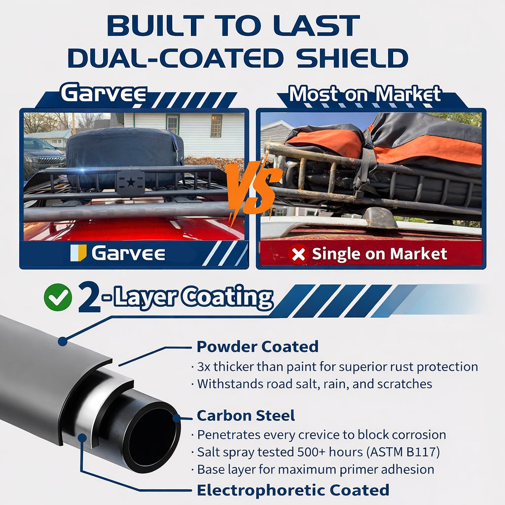 Garvee 64"x 39"x 6" Roof Rack Basket Rooftop Cargo Carrier with Extension Black Car Top Luggage Holder Universal for SUV Cars