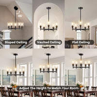 Garvee 5-Light Chandelier for Dining Room, Farmhouse Chandelier with Clear Glass, Height Adjustable Industrial Metal Hanging Fixture Pendant Ceiling Lighting for Foyer Living Room, Kitchen
