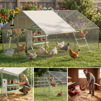 Garvee Professional Farm Chicken Coop System: Extra-Large Walk-In Poultry Run, Roll-Away Nesting Box, Climbing Gym, Cleaning spatula & High-Capacity Feeder - Comfort for 9+ Hens