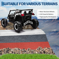 Garvee Ride - P Series: 24V Ride-On UTV, 200W Motor, Remote Control, Spring Suspension, Music, LED Lights, Electric Car for Boys Girls, Outdoor Adventure Toy White