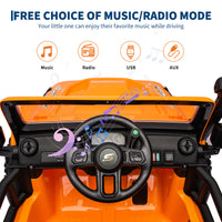 Garvee Ride - P Series: 24V 2 Seater Ride On Truck Car For Kid age 3 - 8 years, w/Remote Control, 4-Wheeler Suspension, 4x55W Powerful Engine, 4WD Battery Powered, LED Lights, Soft Braking - Orange