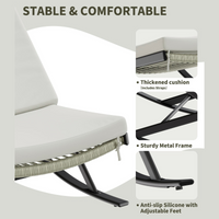 Garvee 2 PC Outdoor Rocking Chairs, Rocker Patio Chair Set of 2 with Cushions for Bistro Balcony Porch Yard, Indoor Outdoor Modern Metal Lounge Rocking Chair for Napping Relaxing, Beige