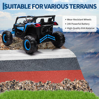 Garvee Ride - P Series: 24V Ride-On UTV: Remote Control, 200W Motor, Spring Suspension, Music, LED Lights, for Boys & Girls - Blue