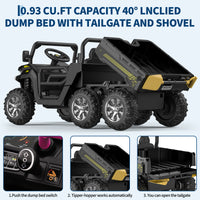 Garvee Ride - P Series: 2-Seater Ride on Car,6X6 24V Kids Ride On Dump Truck with Remote Control Electric Utility Vehicles UTV Battery Powered 6 Wheeler, for 3 years and up - Black