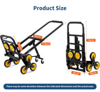 Garvee Carry Cart, Stairs, Foldable, Lightweight, Hand Truck, Dolly, 10 Wheels, Load Capacity 330.7 lbs (150 kg), Includes Auxiliary Wheels, Silent, Cargo Transportation, Commercial Use