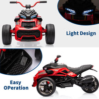 Garvee 12V Kids Ride on Toy for Kids, 2x55W Powerful Engine 7AH Battery, 3 - 7 km/H, 3 Wheelers Electric Vehicle, LED Lights, 2 Speeds, EVA Tire, Music, USB - Red