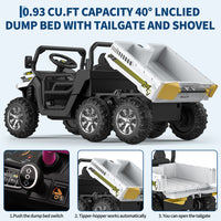 Garvee Ride - P Series: 2-Seater Ride on Car,6X6 24V Kids Ride On Dump Truck with Remote Control Electric Utility Vehicles UTV Battery Powered 6 Wheeler, for 3 years and up - White