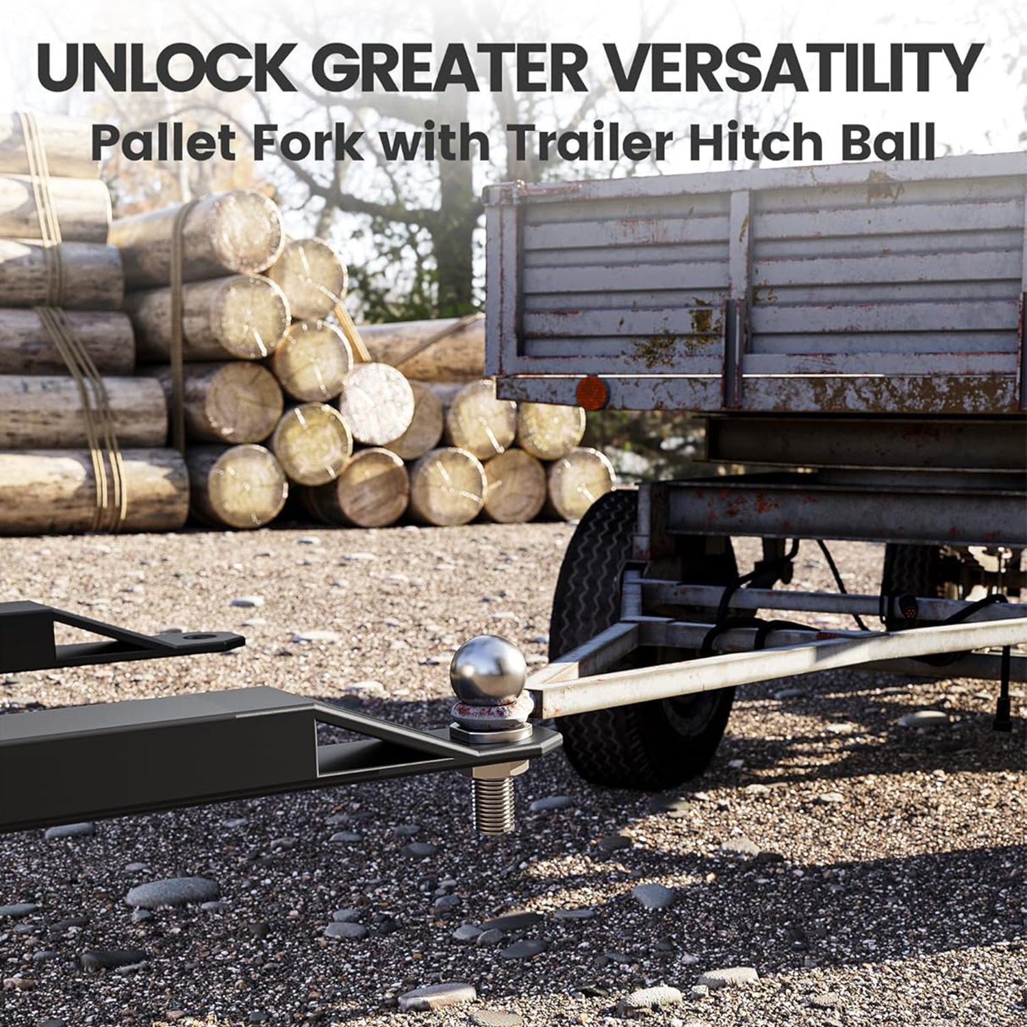 Garvee 2600 LBS Heavy Duty Pallet Forks Q235 Steel, Trailer Hitch Ball, Solid Welds, ATV & Tractor Compatible, Farm & Warehouse Use