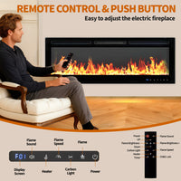 Garvee 80 Inch Electric Fireplace Wall Heater with 12 Flame Effects, Remote & Touch Control, Tempered Glass, Dual Heat Modes, WiFi Enabled, Bedroom & Living Room
