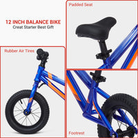 Garvee Balance Bike Lightweight Toddler Bike for 2-6 Year Old Boys and Girls - No Pedal, Adjustable Handlebar and Seat, Aluminium, EVA Tires - Blue