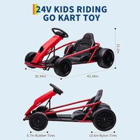 Garvee Ride G Series 24V Go Kart for Kids 8-12, 300W*2 Motors, 9Ah Battery, 8MPH Speed, Music, Horn, 175lbs Max Load - Red