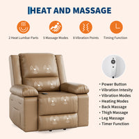 Garvee PU Leather Power Lift Recliner Chair with Massage and Heat, 8-Point Vibration, Adjustable Back and Leg Support, Electric Lift Chair Designed for Mobility Aid Elderly Relaxation, Tan