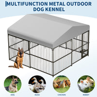 Garvee Large Outdoor Dog Kennel, Heavy Duty Dog Cage with Roof, Dog Kennel Galvanized Iron Dog House with Safety Locks, UV & Water Resistant Proof Cover, for Garden Backyard(10x10x6ft)