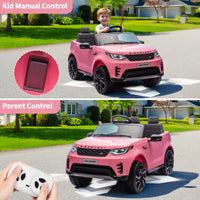 Garvee Ride P Series 12V Kids Ride On Car Land Rover Style Dual Motors 3 Speed Modes 4.5Ah Battery Safety Seatbelt Remote Control Black Outdoor Play - Pink