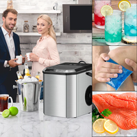 GARVEE 26lbs/24H Countertop Ice Maker with Ice Scoop and Basket Portable Self-Cleaning Ice Cube Maker for Home Kitchen Office Bar Party