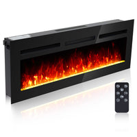 60" Wall Mounted Electric Fireplace, 750W/1500W, Timer & Touch