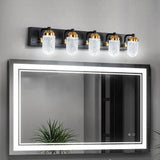 Garvee Modern Bathroom Vanity Light 4 Light 110V 6000K Transparent Glass Lampshade Black 4 Heads Farmhouse Wall Sconce Lighting - Black 4 Heads