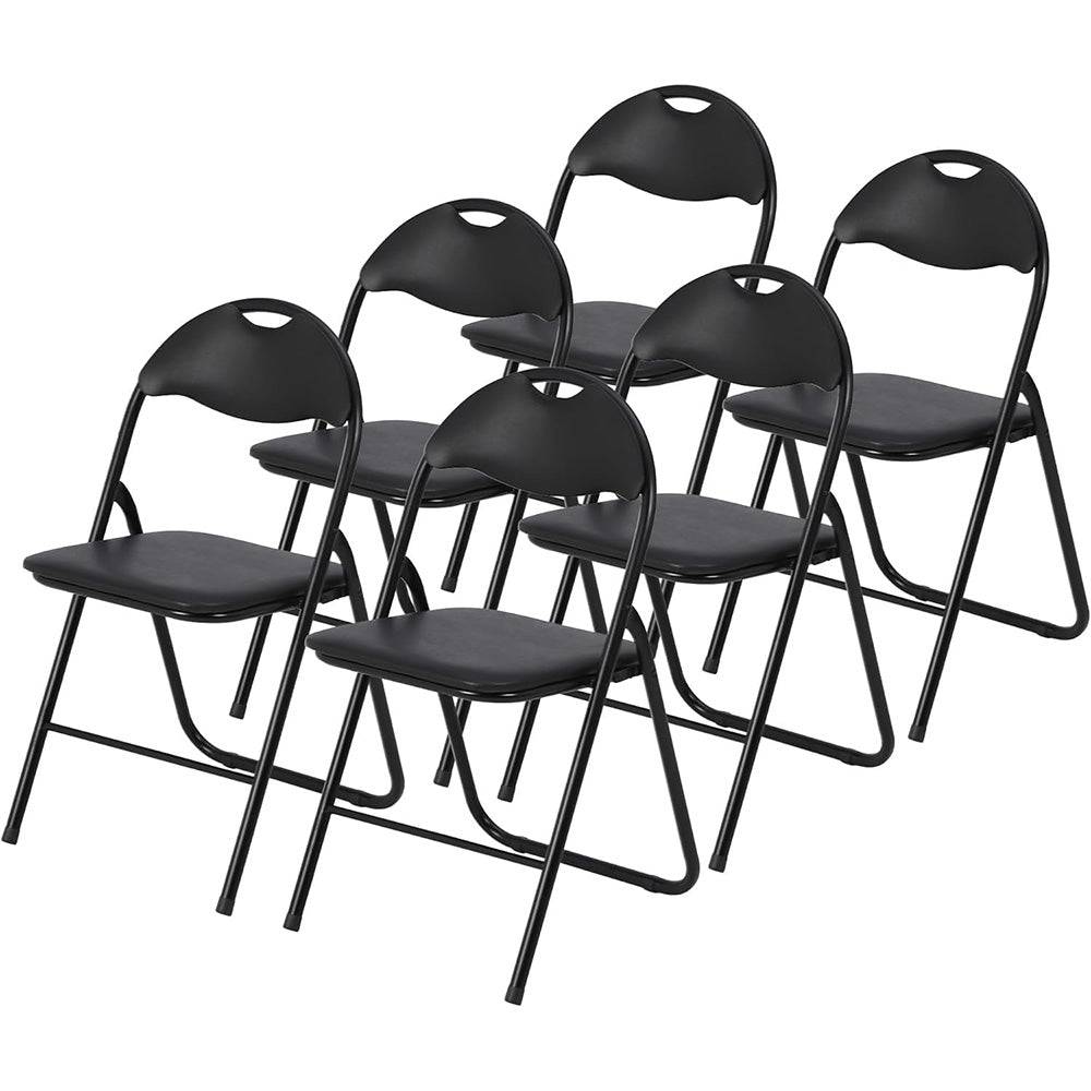 Garvee Folding Chairs 6 Pack, Outdoor & Indoor Event Portable Metal Folding Chairs with Cushion, Non-Slip Feet Pads Stackable Chairs, Black