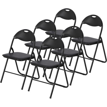Garvee Folding Chairs 6 Pack, Outdoor & Indoor Event Portable Metal Folding Chairs with Cushion, Non-Slip Feet Pads Stackable Chairs, Black