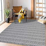 Garvee Modern Grey 10x13 Large Living Room Washable Rug Non Slip Soft Modern Braided Floor Cover Low Pile Non-Shedding Rustic Carpet Solid Print Farmhouse Throw Rugs for Bedroom Dining Room Nursery - Gray