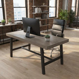 Garvee Industrial Dining Table for 4-6 People with Sturdy Metal Frame, Grey Walnut Finish, 62.99" Wooden Kitchen Table for Dining Room - Grey