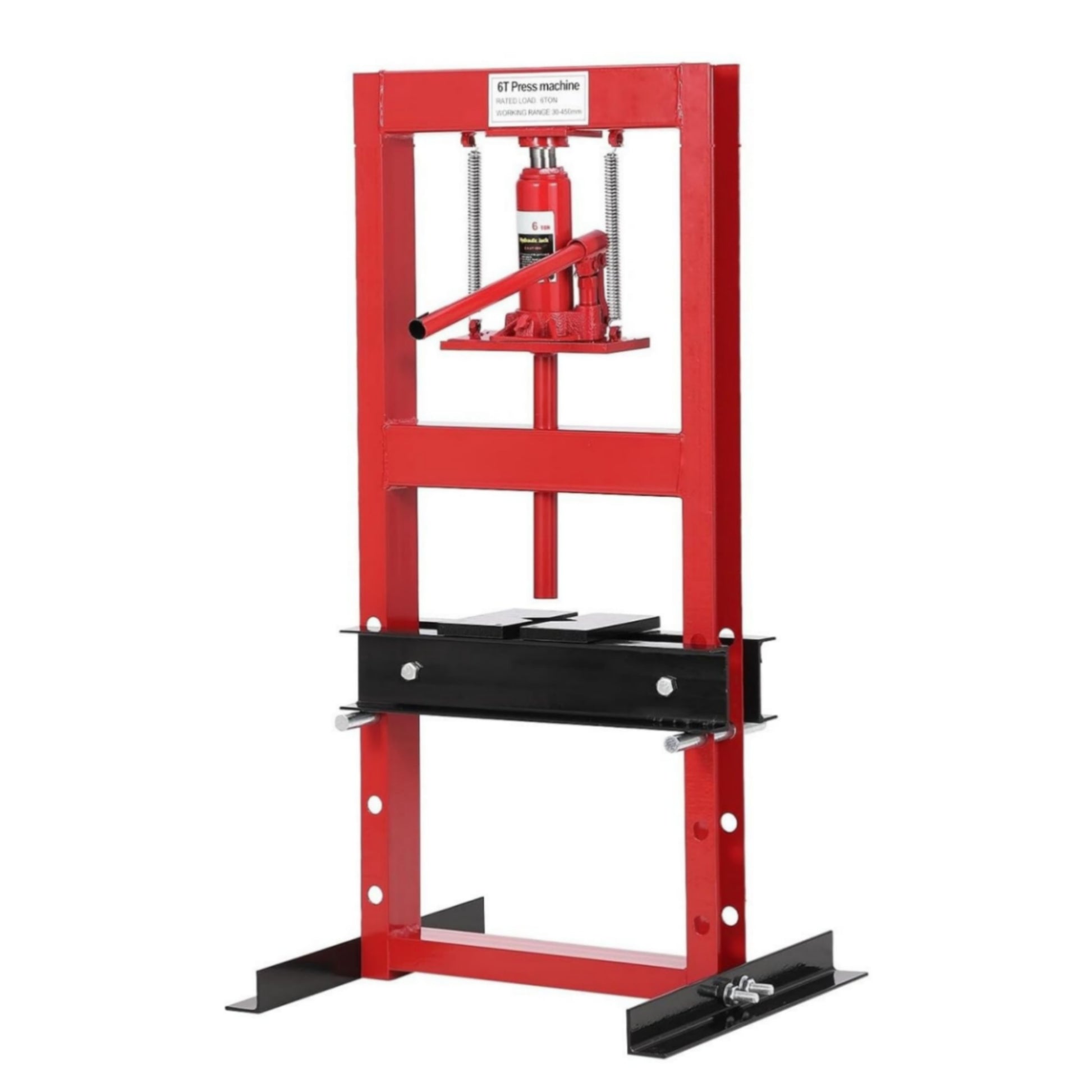 Garvee 6-Ton Hydraulic Shop Press - Heavy-Duty Adjustable H-Frame Floor Press for Automotive Repair and Metal Fabrication Steel, Red