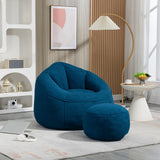 Garvee Bedding Bean Bag Sofa Chair High Pressure Foam with Footrest Compressed Foam Padding for Living Room Relaxation - Blue