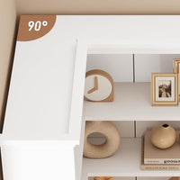 Garvee Farmhouse Bookshelf Corner Bookcase, 72.8” Large Bookcase Wood Bookshelf Tall L Shaped Bookshelf 5 Tier Corner Shelf Display Rack Etagere Shelf Storage for Office Bedroom (Full Panel, White)