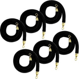 Garvee 6 Pack Black Stanchion Ropes with Hook 5 ft Crowd Control Barrier for Red Carpet Party Hotels Convention Theaters - Blacks